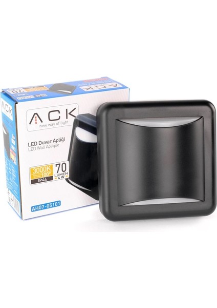 Uzmlight Ack AH07-05101 3000K Günışığı 4W Siyah Kasa IP44 LED Duvar Apliği Siyah Kasa Duvar Armatür 2120000141881
