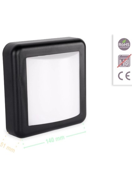 Uzmlight Ack AH07-05031 6500K Beyaz Işık 4W Siyah Kasa IP44 LED Duvar Apliği Bahçearmatürü