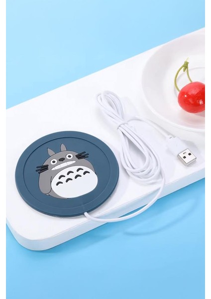 Hayvan Figürlü Taşınabilir USB Girişli Bardak Altı Isıtıcı Kedi Şekilli
