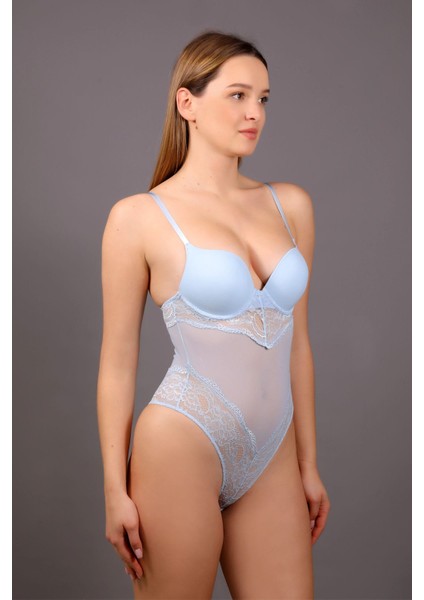 Açık Mavi Ip Askılı Dantelli B Cup Body 5081 fırsatları