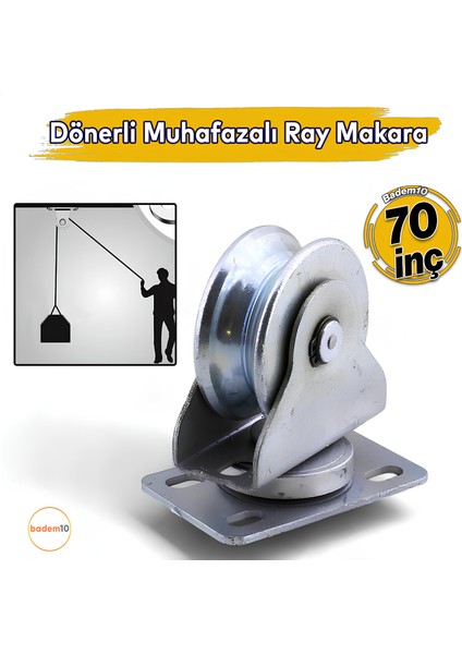 Tablalı Kepli Dönerli Oynar Hareketli Başlı Makara Metal Rulman Muhafazalı Ray Makara 70"