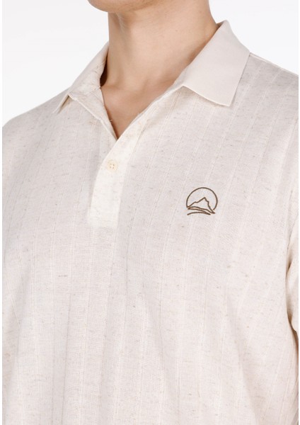Regular Fit Polo Yaka Düz Erkek Bej Kısa Kol Tişört fırsatları