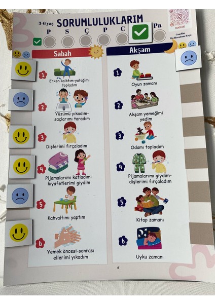 3-6yaş Sorumluluk Tablosu