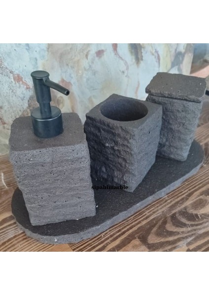 Bazalt Siyah 4/lü Modern Banyo Seti