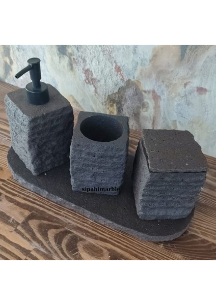 Bazalt Siyah 4/lü Modern Banyo Seti modelleri