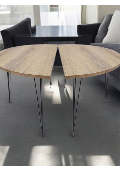 Yarın Daire Sehpa (Afrika Çam) Metal Tel Ayak modelleri