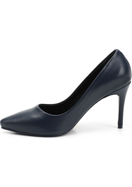 Kadın Lacivert Sivri Burun Ince Topuklu Hakiki Deri Stiletto