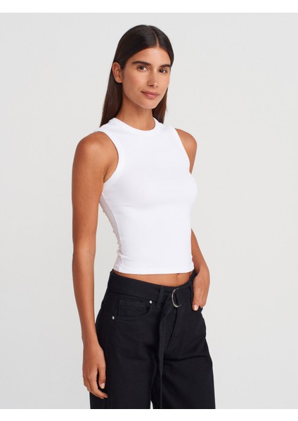 21059 Fitilli Top-Beyaz