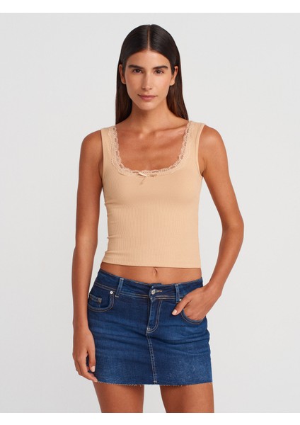 71981 Likralı Kısa Denim Şort Etek-Lacivert fırsatları