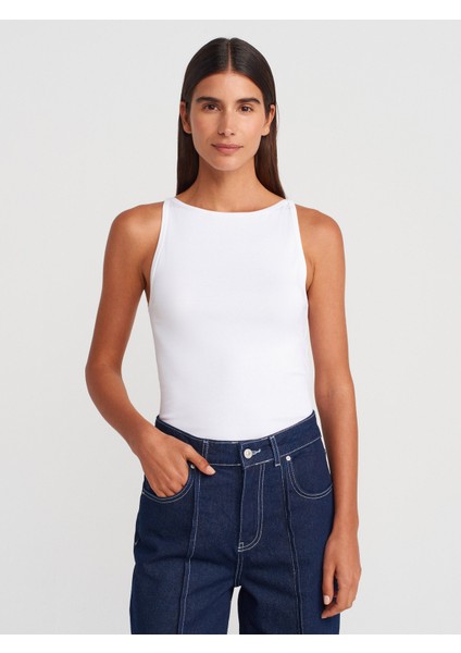 21048 Halter Yaka Top-Beyaz modelleri