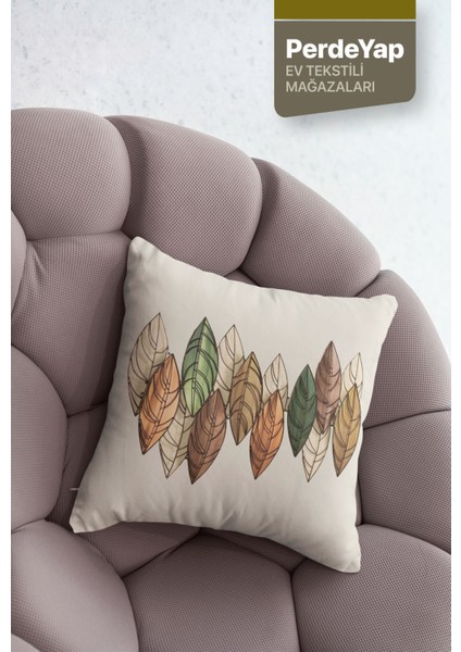 Sonbahar Yaprakları Desenli Dijital Baskılı 4'lü Kırlent Kılıfı - 43x43 Cm Bej-kahverengi fiyatları