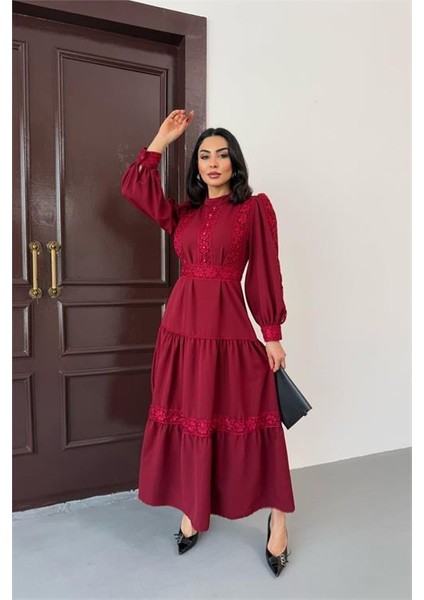 Kadın Tasarım Dantel Detaylı Maxi Boy Likralı Elbise DPMS2532 modelleri