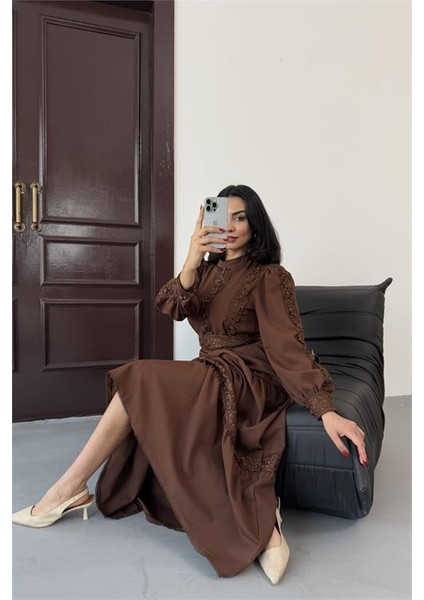 Kadın Tasarım Dantel Detaylı Maxi Boy Likralı Elbise DPMS2532 indirimleri