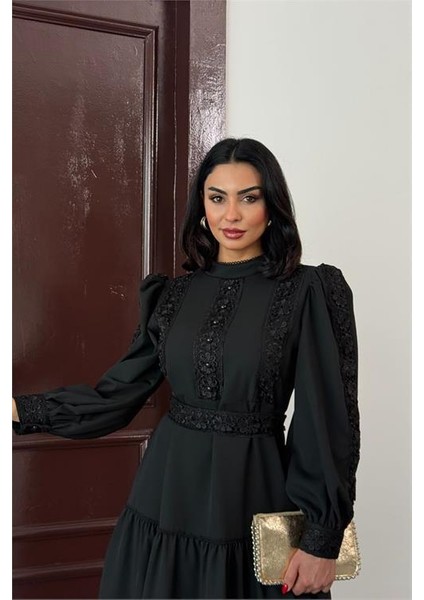 Kadın Tasarım Dantel Detaylı Maxi Boy Likralı Elbise DPMS2532 fiyatları