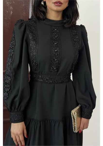 Kadın Tasarım Dantel Detaylı Maxi Boy Likralı Elbise DPMS2532 indirimleri