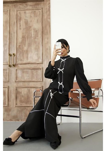 Kadın Özel Tasarım Atlas Kumaş Fiyonk Detaylı Uzun Elbise DPMS2515 modelleri