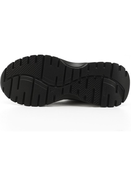 Kadın Siyah Lastik Bağcıklı Hakiki Deri Sneaker