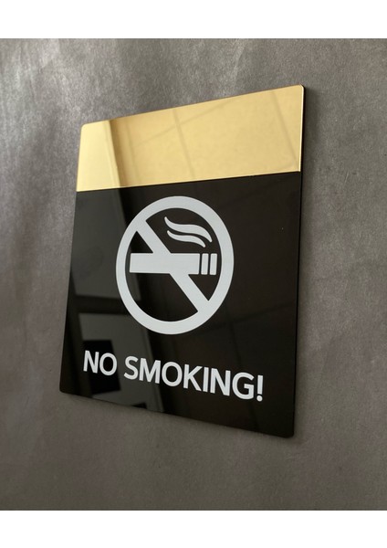 Siyah Parlak&gold Seri Sigara Içilmez No Smokıng Uyarı Levhası