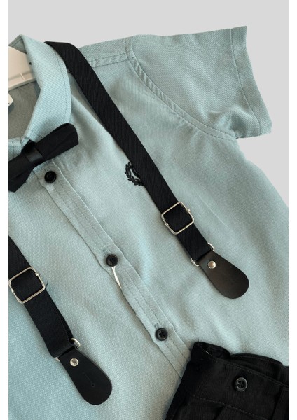 Turuncu Gardrop Oxford Kısakol Gömlek Şortlu Erkek Çocuk Takım Su Yeşili modelleri