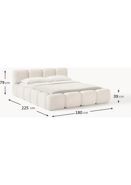 Most Oktagon Bazalı Karyola 01 Beyaz Bukle Kumaş Işbir Kuştüyü Sünger 160 x 200 Yatak Için(Kurulum Dahil)