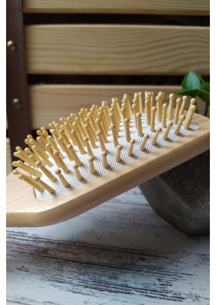 Bambu Uçlu Fırça Ahşap Saç Fırçası Ahşap Tarak