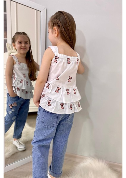 3-10 Yaş Fiyonk Detay Bluz ve Kot Pantolon Seti indirimleri