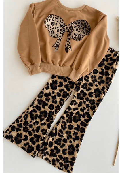 3-10 Yaş Ispanyol Leo Pantolonlu Kız Çocuk Takım Sütlü Kahve fiyatları