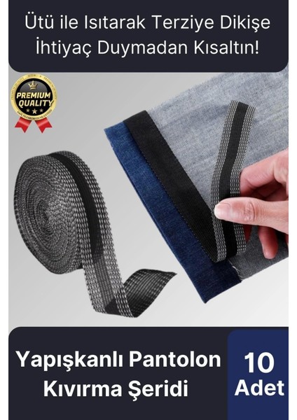 Dayanıklı Polyester Esnek Kendinden Yapışkanlı Pantolon Kumaş Kıvırma Yapıştırma Bandı ŞERIDI10 Adet