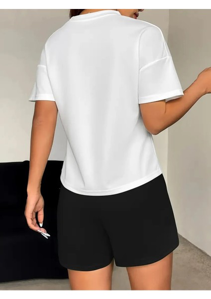 Brooklyn 1898 Baskılı Oversize T-Shirt Şort Alt Üst Takım fırsatları