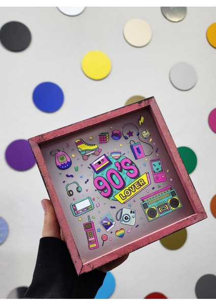 90’lar Tasarımlı Retro Pembe Ahşap Hazneli Hediyelik Kumbara