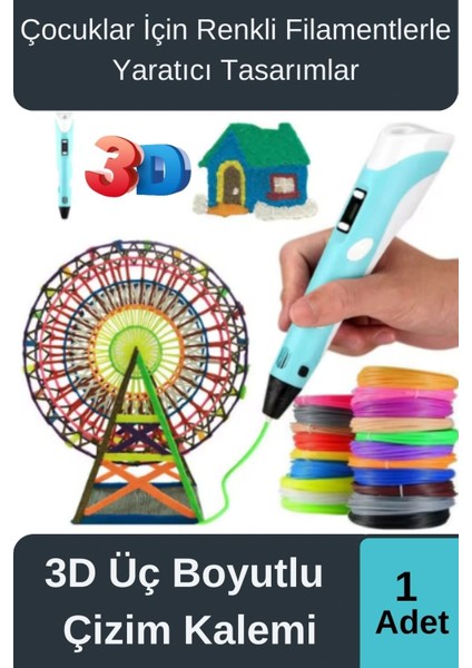 Çok Amaçlı Eğlence Hobi Abs Plastik Filament 3D Çocuk Renkli Üç Boyutlu Çizim Yazıcı Kalem Printer