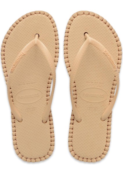 4149928 Slim Flatform Loop Parmak Arası Bej Kadın Terlik