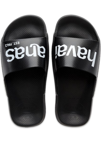 4148124 Slide Classic Logomania Tek Bant Siyah-Beyaz Terlik