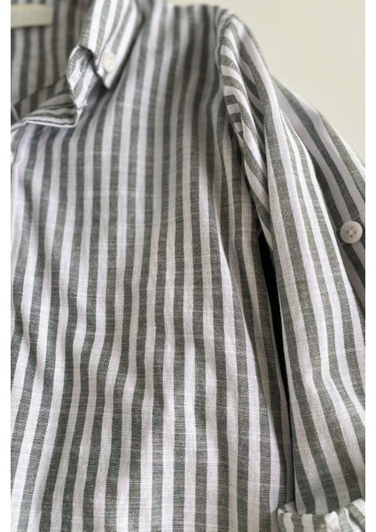 5-14 Yaş Cool Çizgili Gömlek Kot Pantolonlu Erkek Çocuk Takım Gri fiyatları