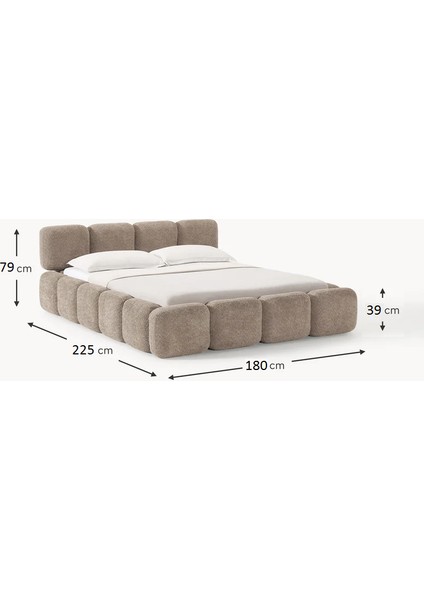 Most Oktagon Bazalı Karyola Kahverengi Bukle Kumaş Işbir Kuştüyü Sünger 160 x 200 Yatak Için(Kurulum Dahil)