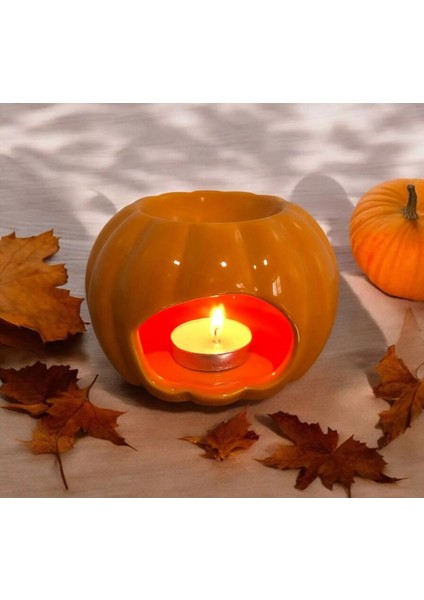 Bal Kabağı Modeli Turuncu Seramik Buhurdanlık 1 Adet Teagligt Mum Hediyeli