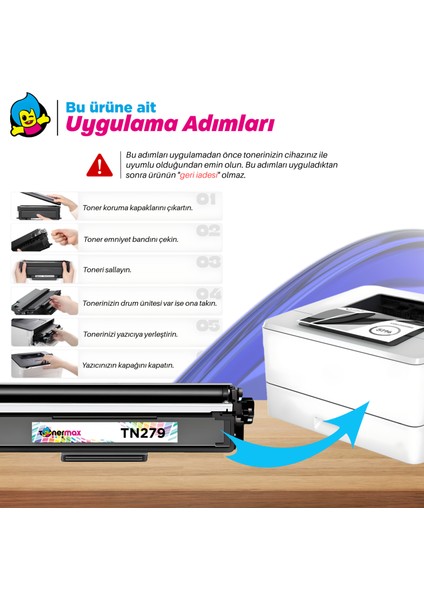 Brother TN-279XL Muadil Toner Mavi- Çipli / DCP-L3560CDW / HL-L3280CDW / MFC-L3270CDW / L3760CDW / L8390CDW