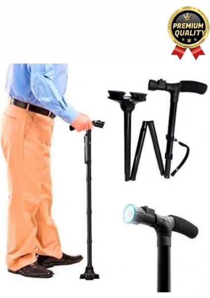 Çok Fonksiyonlu Kaymaz Ayaklı Katlanabilir Dağçı ve Yaşlılar Için LED Işıklı Fenerli Yürüyüş Bastonu indirimleri