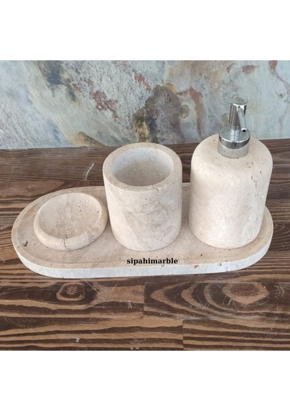 Traverten 4/lü Şık Banyo Seti