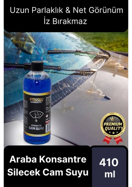 Kolay Kullanım Uzun Parlaklık Net Görünüm Iz Bırakmaz Araba Oto Konsantre Silecek Cam Suyu 410 ml