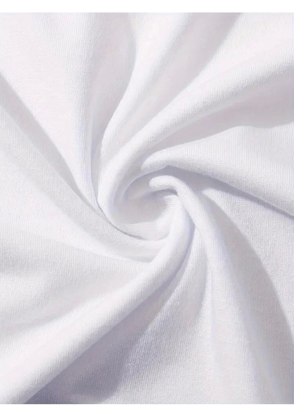 Baskılı Oversize Bisiklet Yaka T-Shirt - Beyaz modelleri