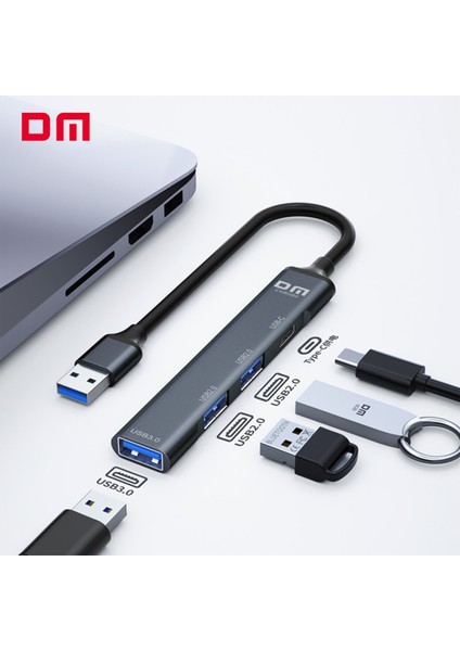 Dm CHB080 Usb-A To 4 Portlu USB 3.0 / USB 2.0 Type-C Çoklayıcı Hub Dönüştürücü