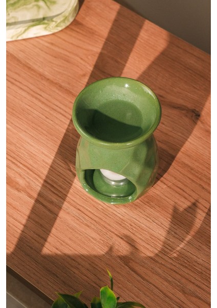 Ananas Desenli Yeşil Seramik El Yapımı Buhurdanlık | Mumluk | Dekoratif Buhardanlık (1 Tealight Mum fiyatları