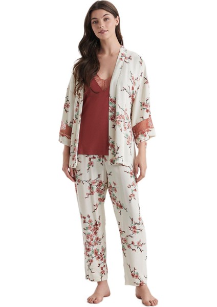 Kadın Bej 3'lü Pijama Takım 2708