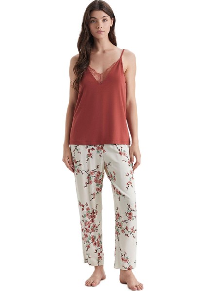 Kadın Bej 3'lü Pijama Takım 2708