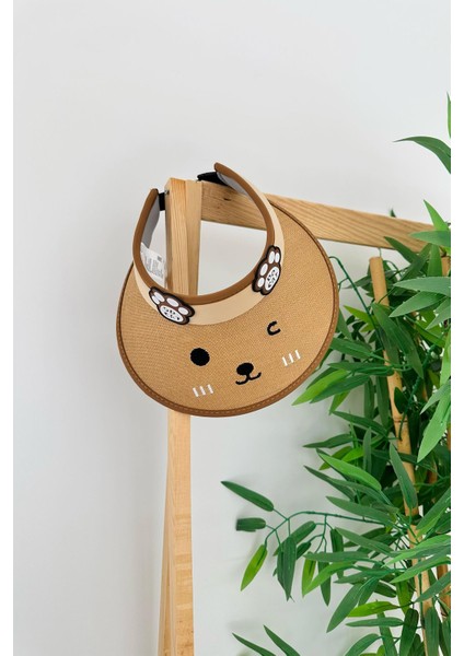 (6-12 Yaş) Ayıcık Detaylı Çocuk Vizör şapka - Krem