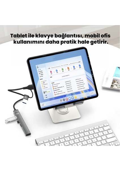CHB025 Usb-A ve Type-C Girişli 2*type-C 1*usb-A Sd Micro Sd Tf Kart Okuyucu Çoklayıcı Dönüştürücü