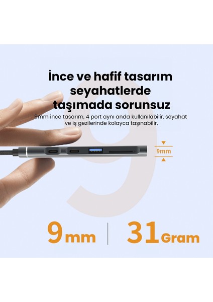 CHB025 Usb-A ve Type-C Girişli 2*type-C 1*usb-A Sd Micro Sd Tf Kart Okuyucu Çoklayıcı Dönüştürücü