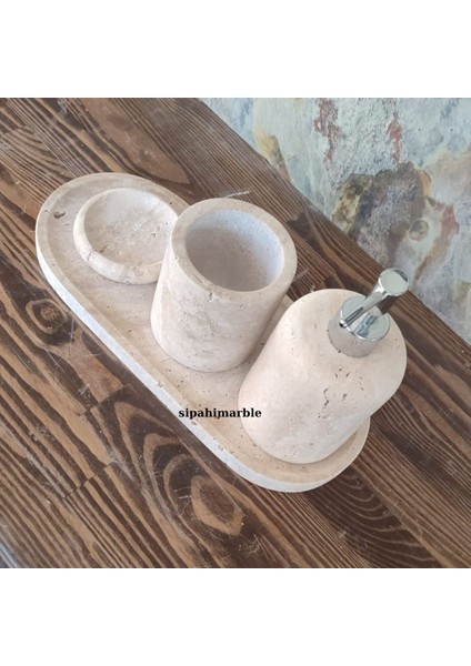 Traverten 4/lü Şık Banyo Seti