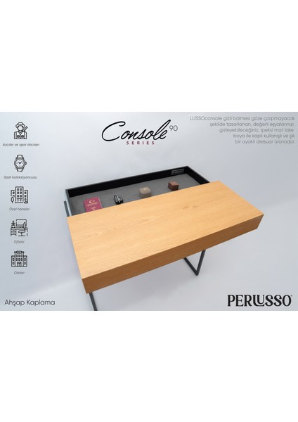 -CONSOLE90-AHŞAP-AHŞAP Kaplama Gizli Bölmeli Dresuar